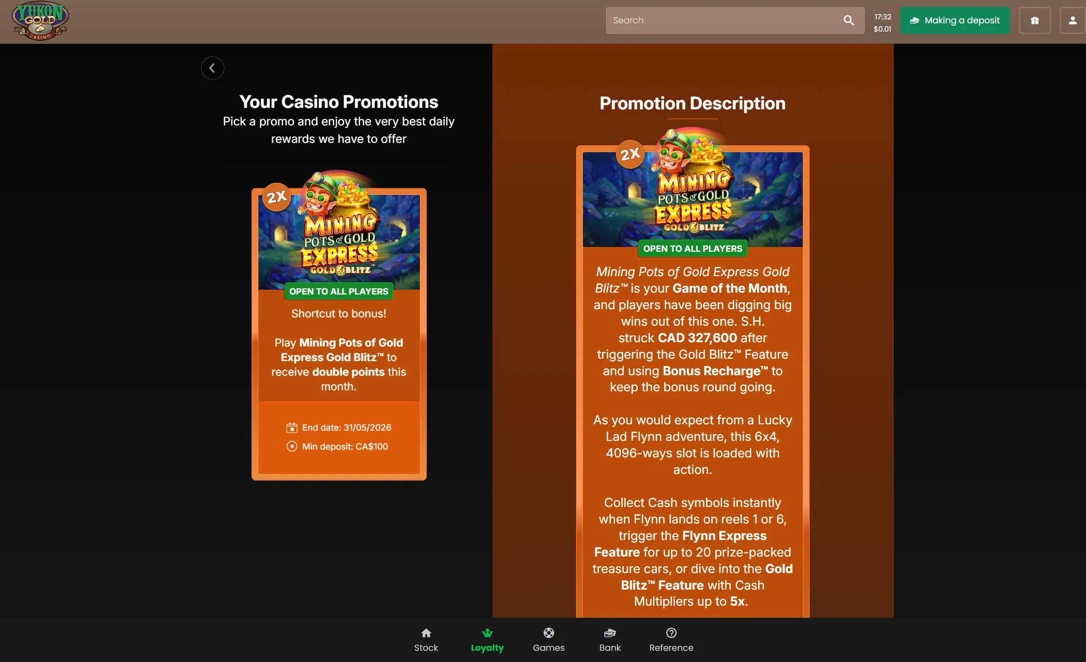 Features of the Yukon Gold Casino app Canada